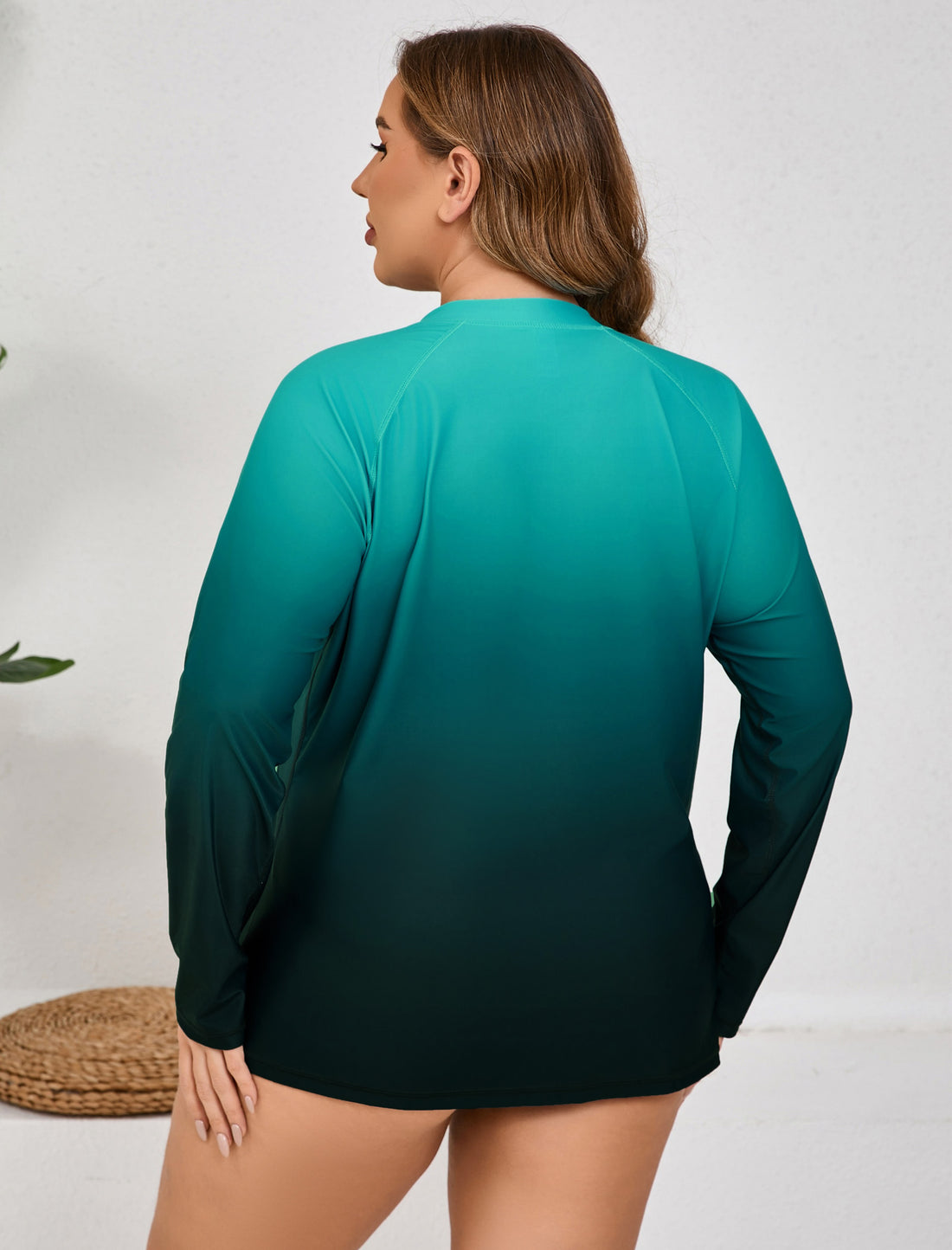 Breeze Kiss Plus Size Full Zip Long Sleeve Rash Guard Shirts