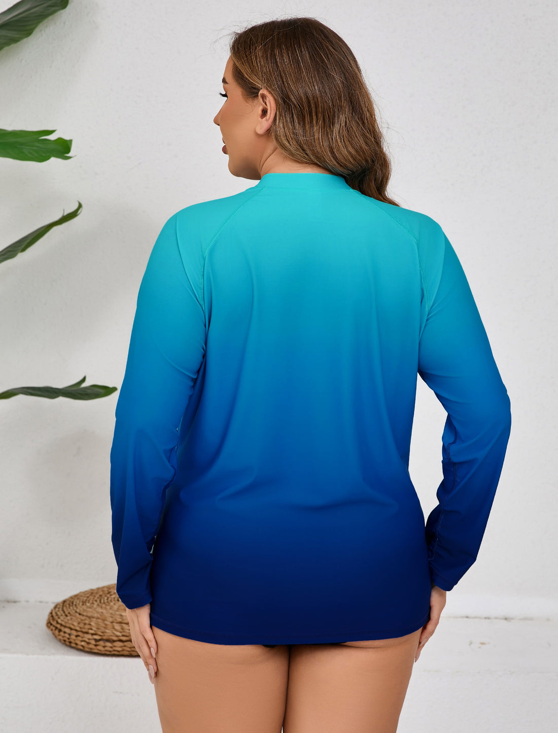 Haut de maillot de bain Halcurt pour femme grande taille, manches longues, fermeture éclair intégrale