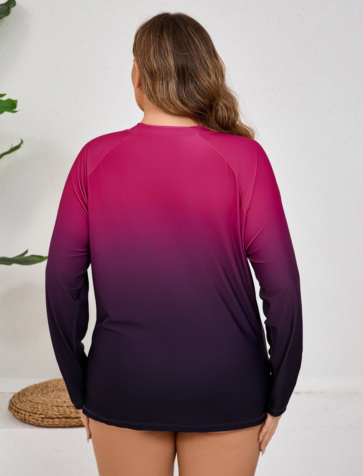 Haut de maillot de bain Halcurt pour femme grande taille, manches longues, fermeture éclair intégrale