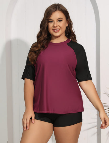 Comfort Meets Curve Plus Size Two Piece Rash Guard Sets Loose Fit