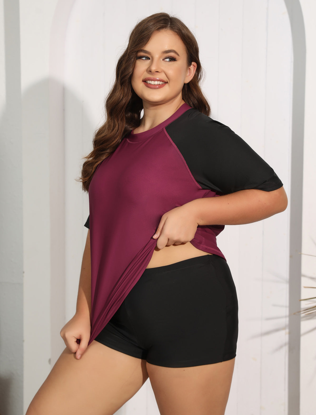 Comfort Meets Curve Plus Size Two Piece Rash Guard Sets Loose Fit