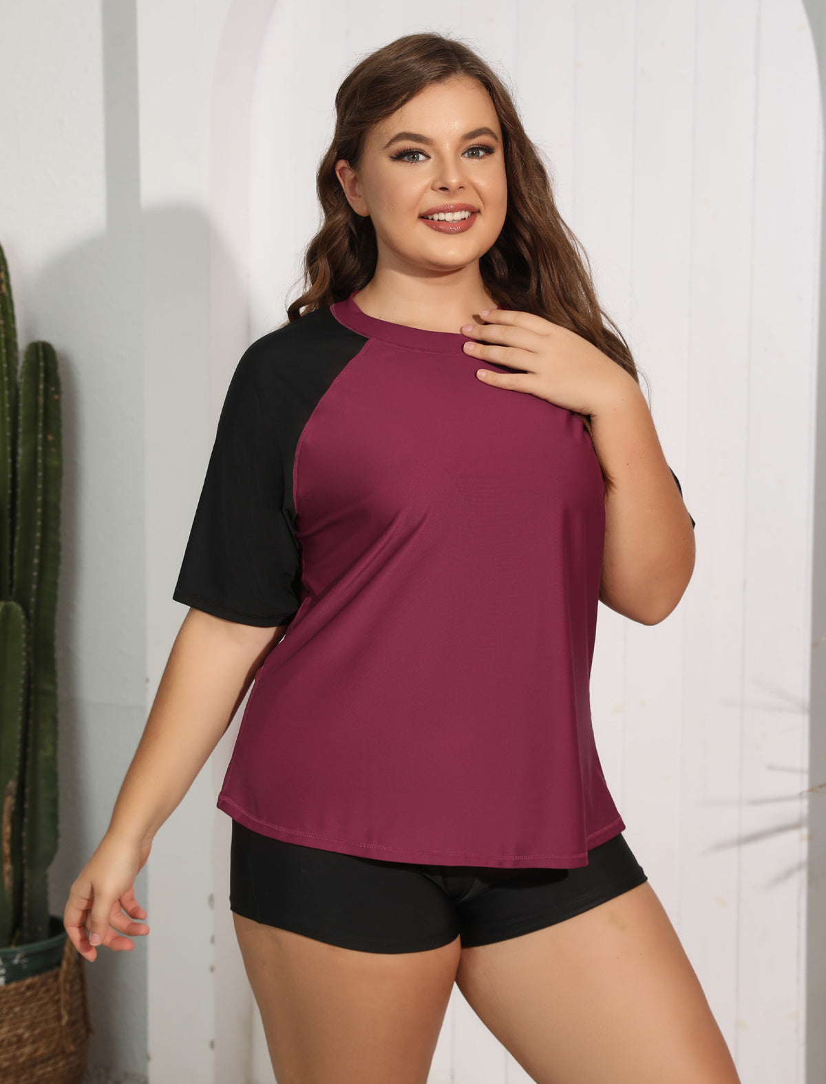 Comfort Meets Curve Plus Size Two Piece Rash Guard Sets Loose Fit