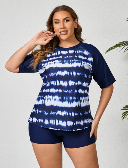 Comfort Meets Curve Plus Size Two Piece Rash Guard Sets Loose Fit