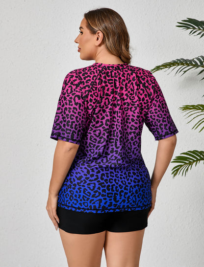 Comfort Meets Curve Plus Size Two Piece Rash Guard Sets Loose Fit