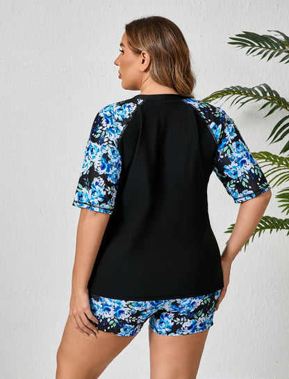 Comfort Meets Curve Plus Size Two Piece Rash Guard Sets Loose Fit