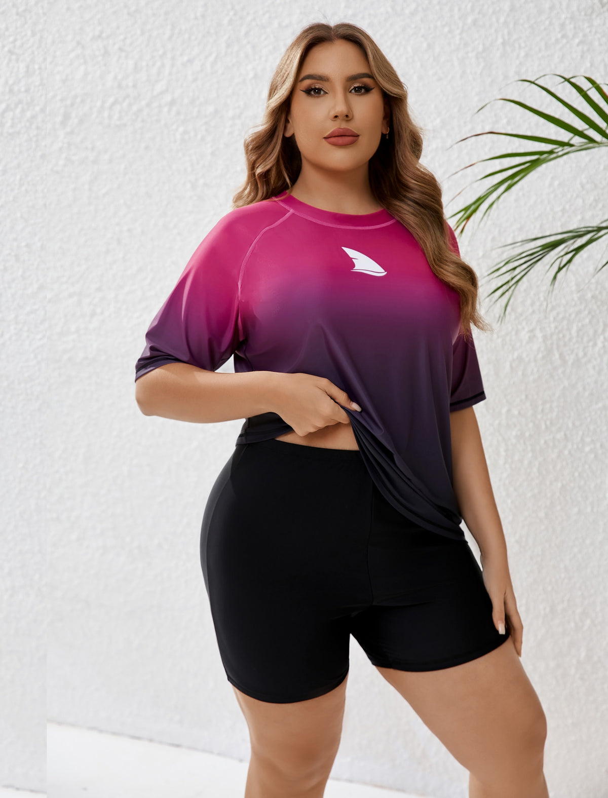 Comfort Meets Curve Plus Size Two Piece Rash Guard Sets Loose Fit