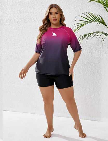 Comfort Meets Curve Plus Size Two Piece Rash Guard Sets Loose Fit