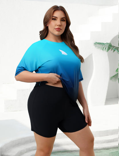 Comfort Meets Curve Plus Size Two Piece Rash Guard Sets Loose Fit
