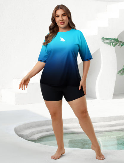 Comfort Meets Curve Plus Size Two Piece Rash Guard Sets Loose Fit
