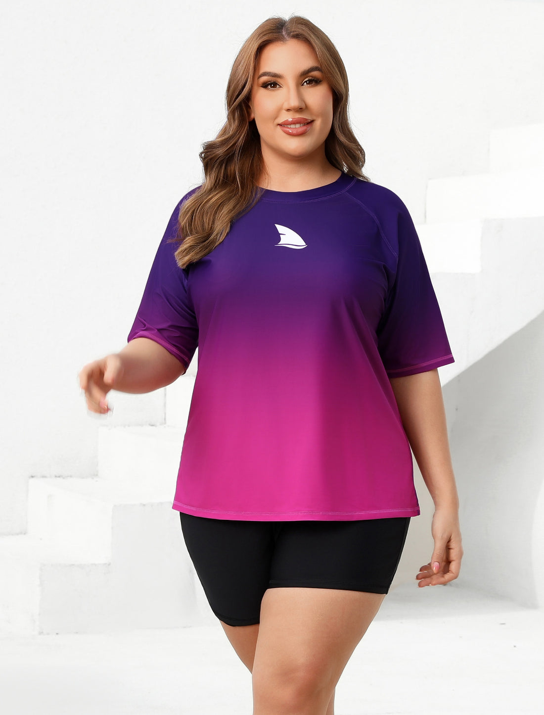 Comfort Meets Curve Plus Size Two Piece Rash Guard Sets Loose Fit
