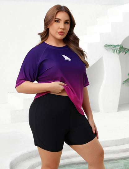 Comfort Meets Curve Plus Size Two Piece Rash Guard Sets Loose Fit