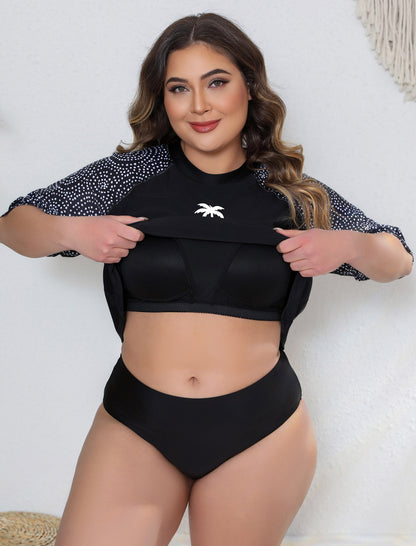 Moonlit Beach Plus Size Rash Guard Shirts with Built in Bra