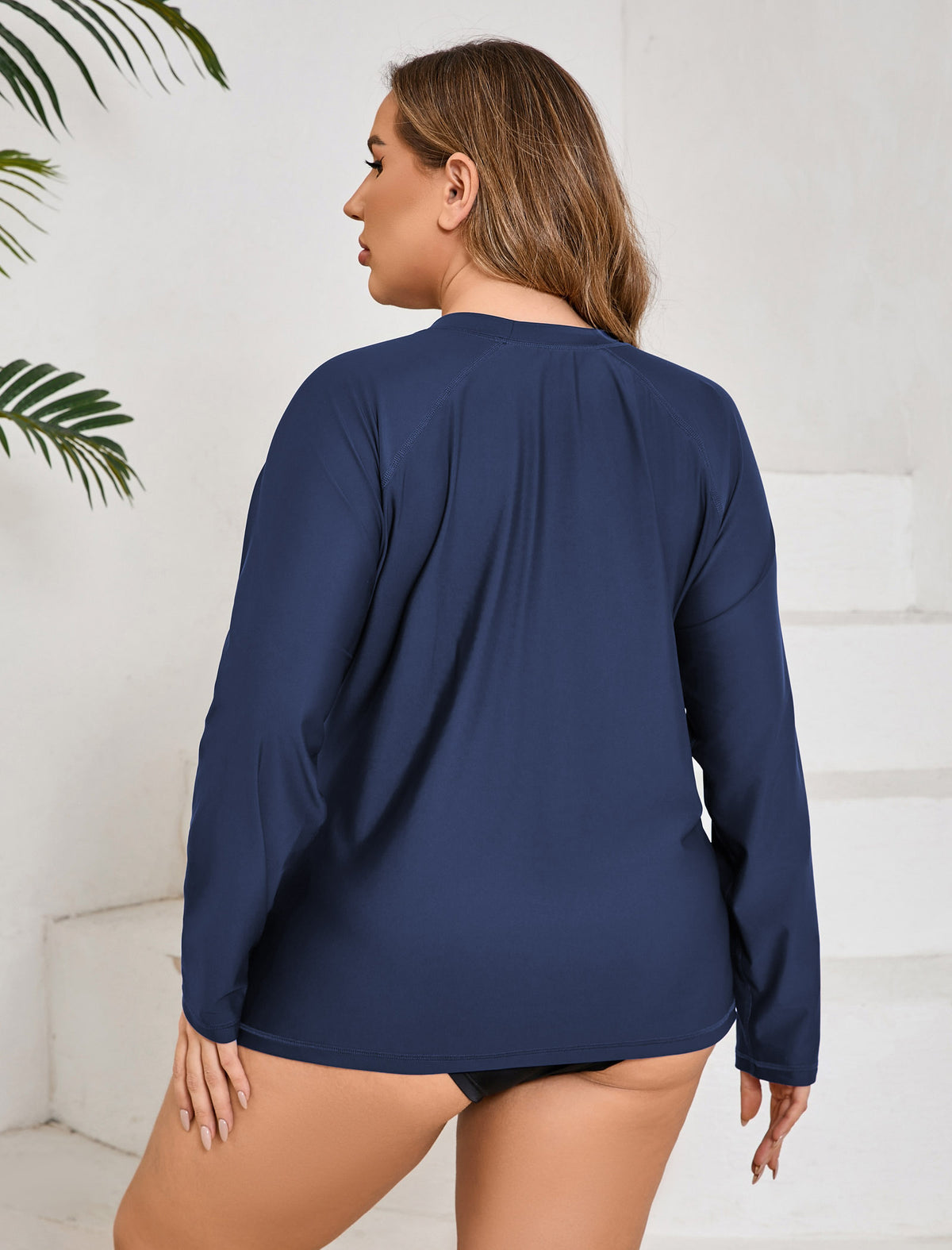 Island Breeze Plus Size Rash Guard Top Built in Bra with Pockets