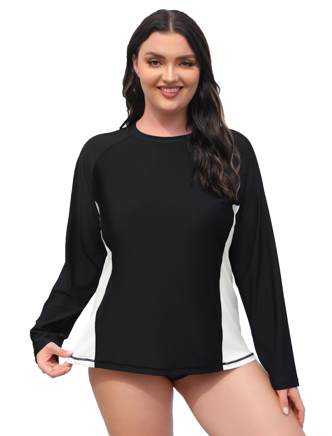 Vacation Glow Plus Size Long Sleeve Built in Bra Rash Guard Shirts