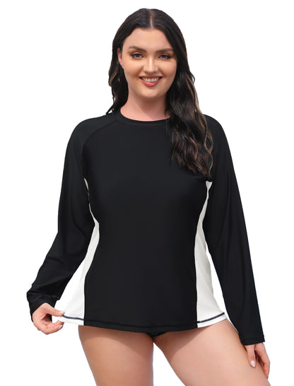 Vacation Glow Plus Size Long Sleeve Built in Bra Rash Guard Shirts