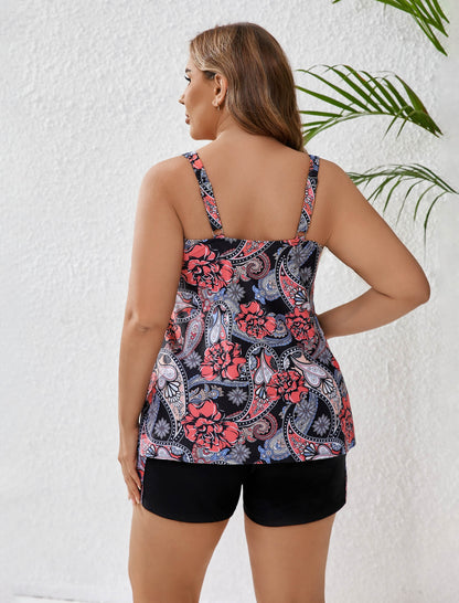 Gentle Breeze Plus Size Two Piece Tankini Sets with Pockets