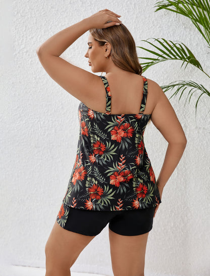 Gentle Breeze Plus Size Two Piece Tankini Sets with Pockets