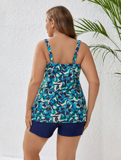 Gentle Breeze Plus Size Two Piece Tankini Sets with Pockets