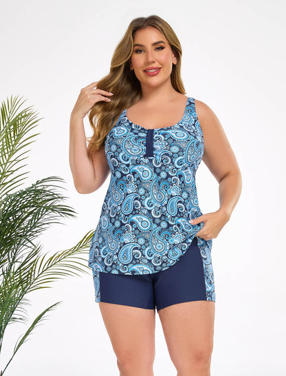 Gentle Breeze Plus Size Two Piece Tankini Sets with Pockets