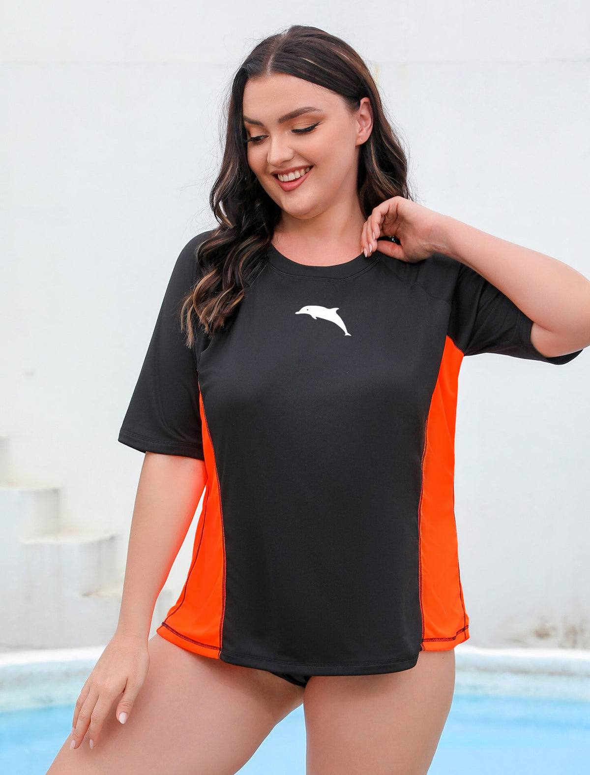 Golden Surf Light Weight Plus Size Rash Guard Shirts with Built in Bra