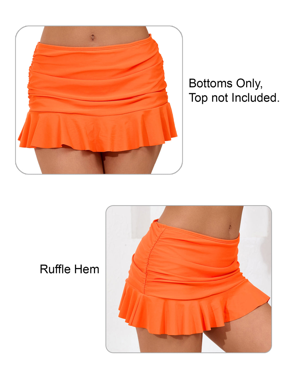 Wave Glow Mid Waisted Ruffle Swim Skirts Built in Breifs