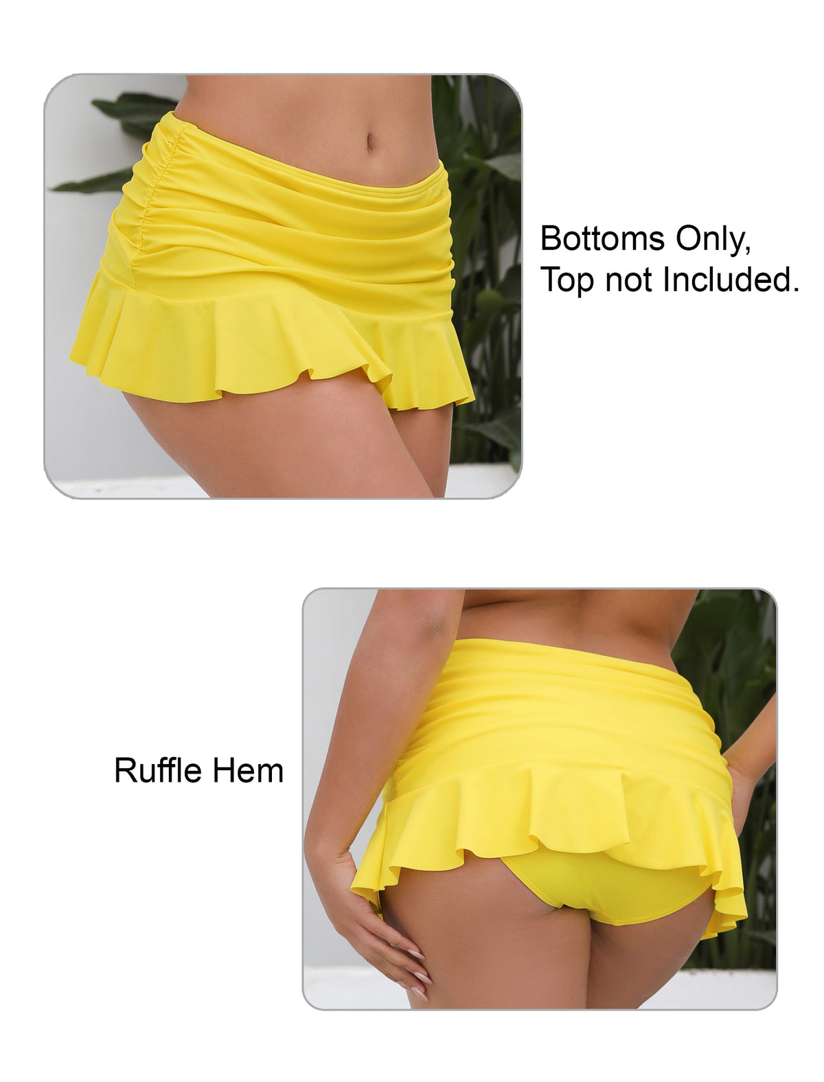 Wave Glow Mid Waisted Ruffle Swim Skirts Built in Breifs