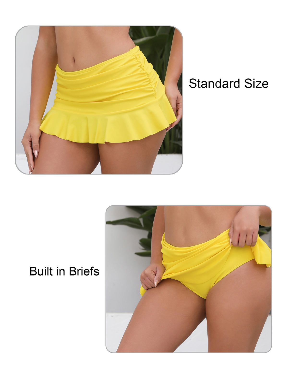 Wave Glow Mid Waisted Ruffle Swim Skirts Built in Breifs