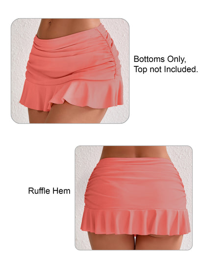 Wave Glow Mid Waisted Ruffle Swim Skirts Built in Breifs
