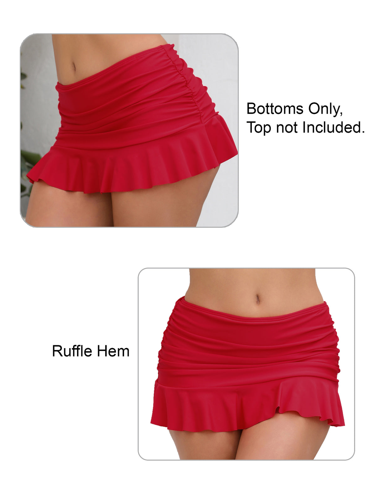 Wave Glow Mid Waisted Ruffle Swim Skirts Built in Breifs