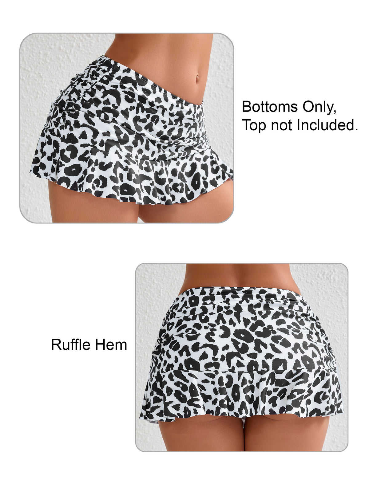 Wave Glow Mid Waisted Ruffle Swim Skirts Built in Breifs