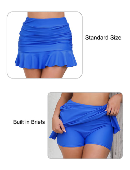 Dawn Coast High Waisted Ruffle Swim Skirts Built in Shorts