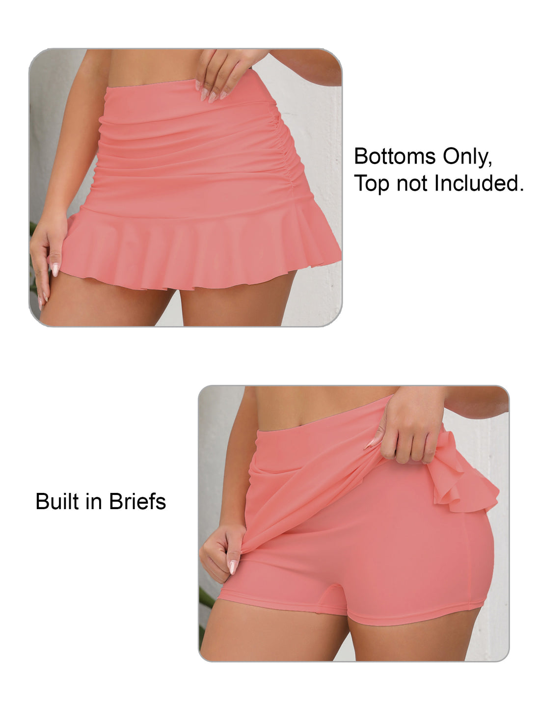 Dawn Coast High Waisted Ruffle Swim Skirts Built in Shorts