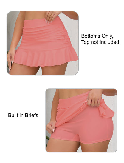 Dawn Coast High Waisted Ruffle Swim Skirts Built in Shorts