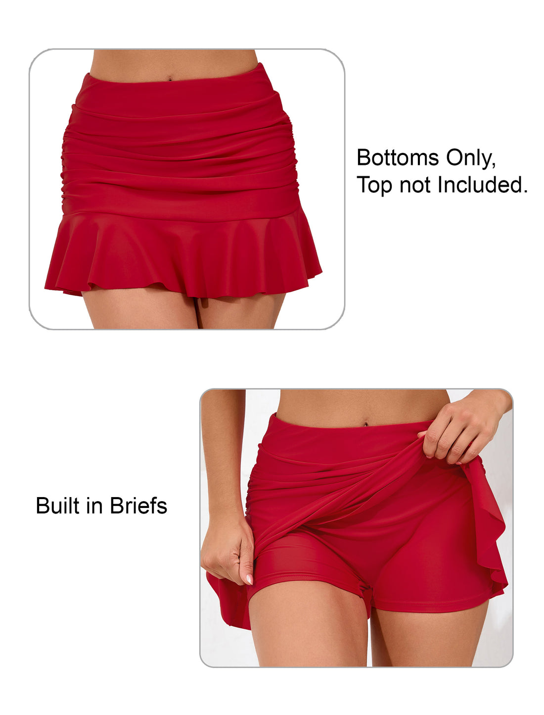 Dawn Coast High Waisted Ruffle Swim Skirts Built in Shorts