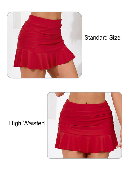 Dawn Coast High Waisted Ruffle Swim Skirts Built in Shorts