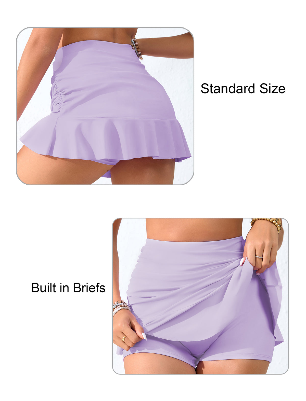 Dawn Coast High Waisted Ruffle Swim Skirts Built in Shorts