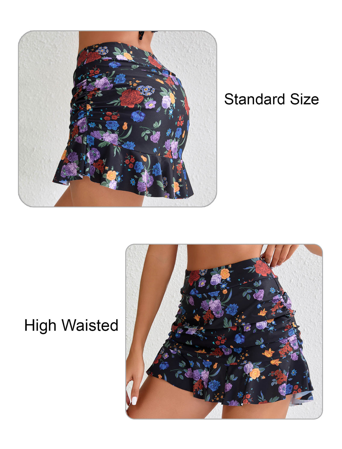 Dawn Coast High Waisted Ruffle Swim Skirts Built in Shorts