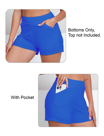 Salt Mist High Waisted Swim Board Shorts with Pockets and Liner