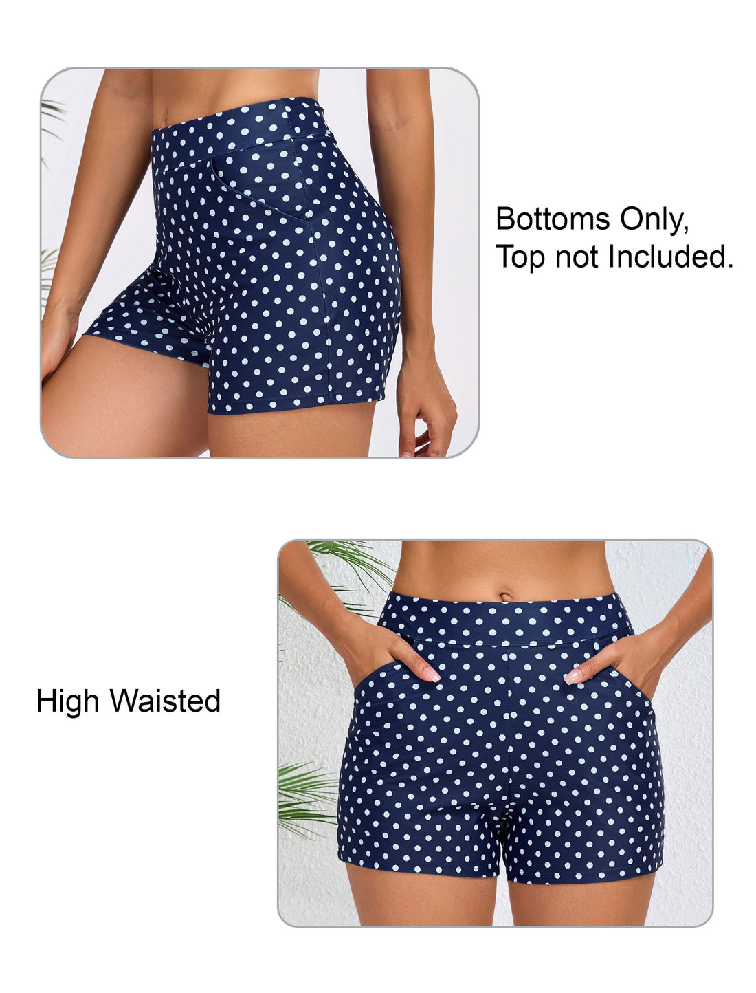 Salt Mist High Waisted Swim Board Shorts with Pockets and Liner