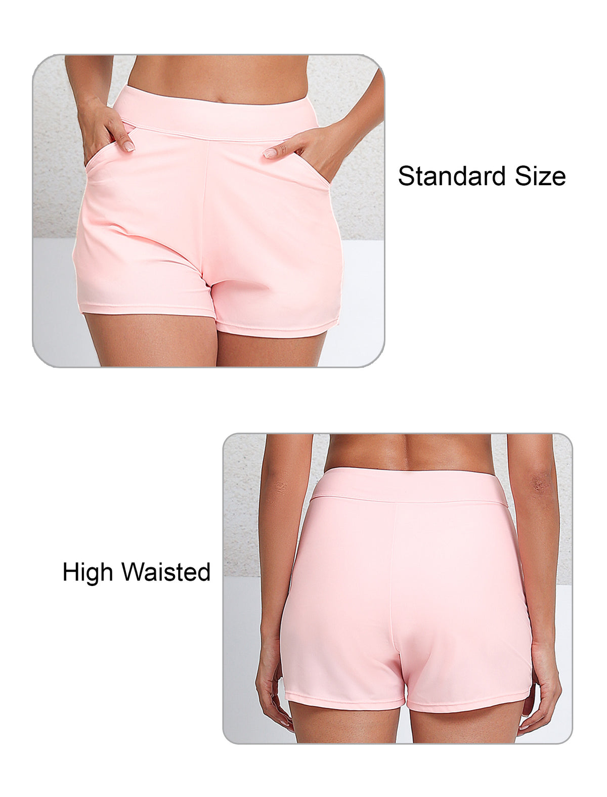 Salt Mist High Waisted Swim Board Shorts with Pockets and Liner