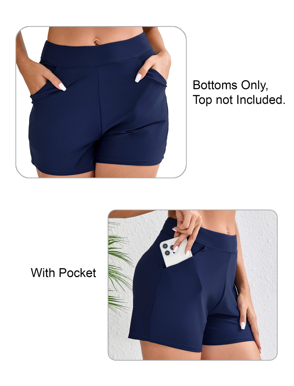 Short de bain taille haute 3 pouces pour femme Halcurt