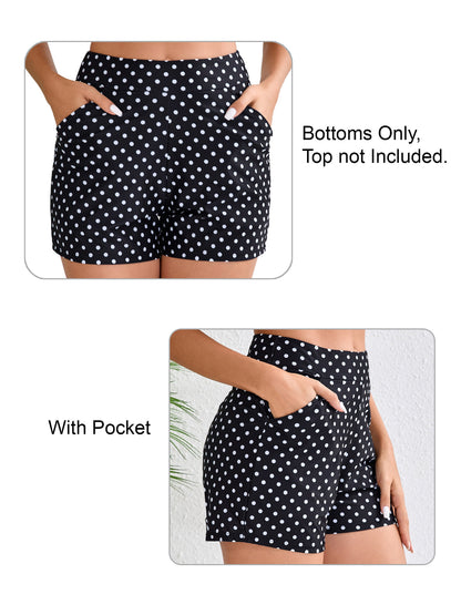Salt Mist High Waisted Swim Board Shorts with Pockets and Liner