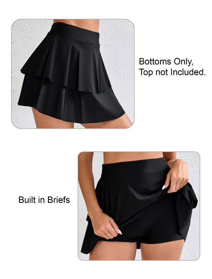 Coral Breeze High Waisted Swin Skirts Built in Shorts
