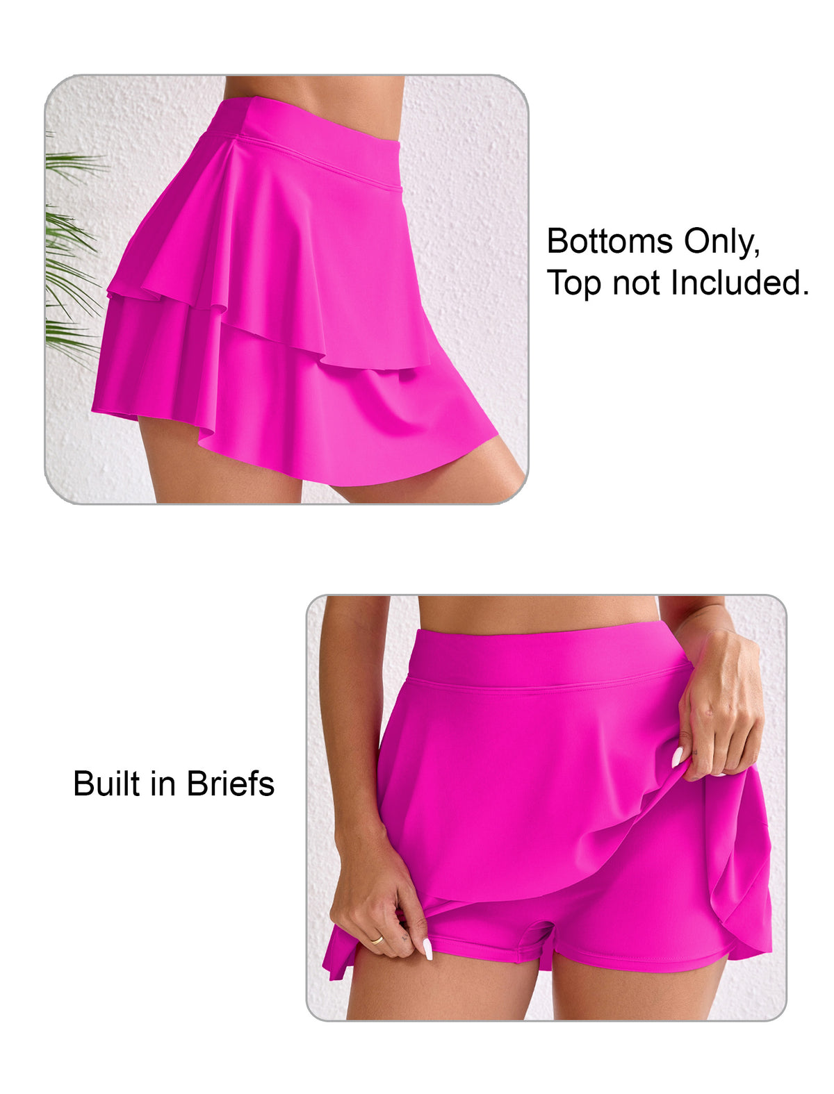 Halcurt Damen Badehose mit hohem Bund, Rüschen und Bauchkontrolle