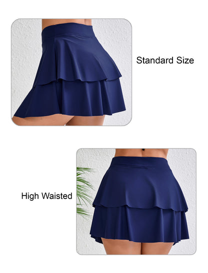 Coral Breeze High Waisted Swin Skirts Built in Shorts