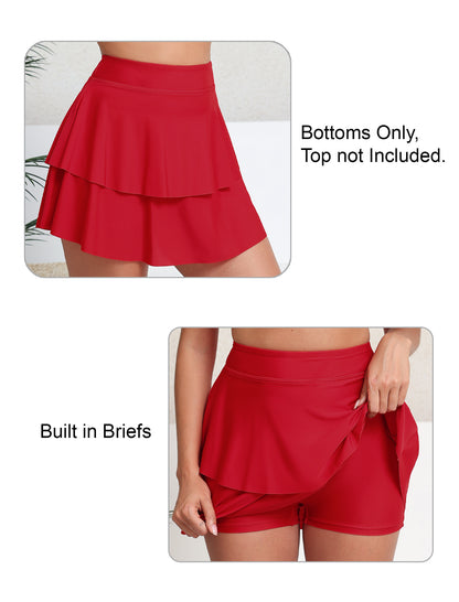 Coral Breeze High Waisted Swin Skirts Built in Shorts
