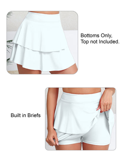 Coral Breeze High Waisted Swin Skirts Built in Shorts