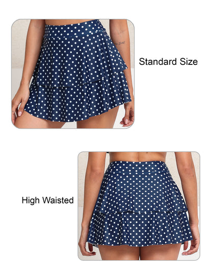 Coral Breeze High Waisted Swin Skirts Built in Shorts