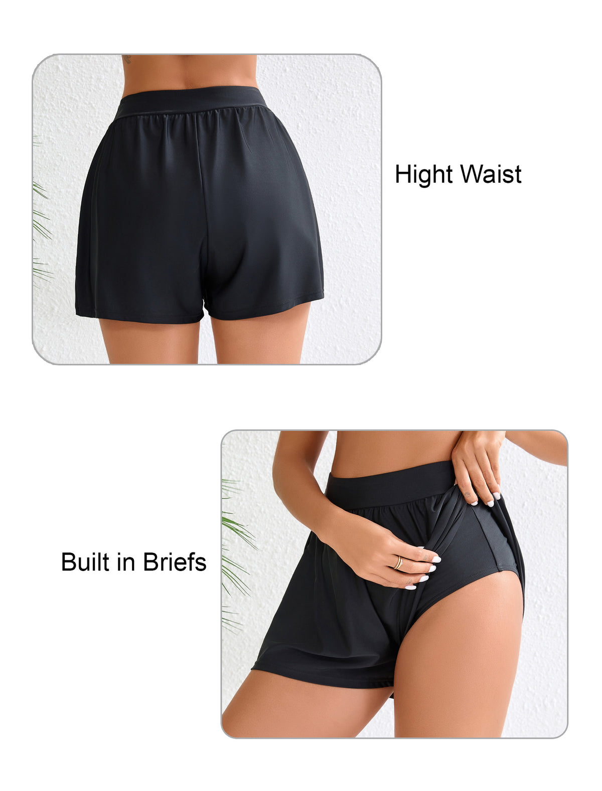 Horizon Hush Loose Fit High Waisted Swim Board Shorts with Liner