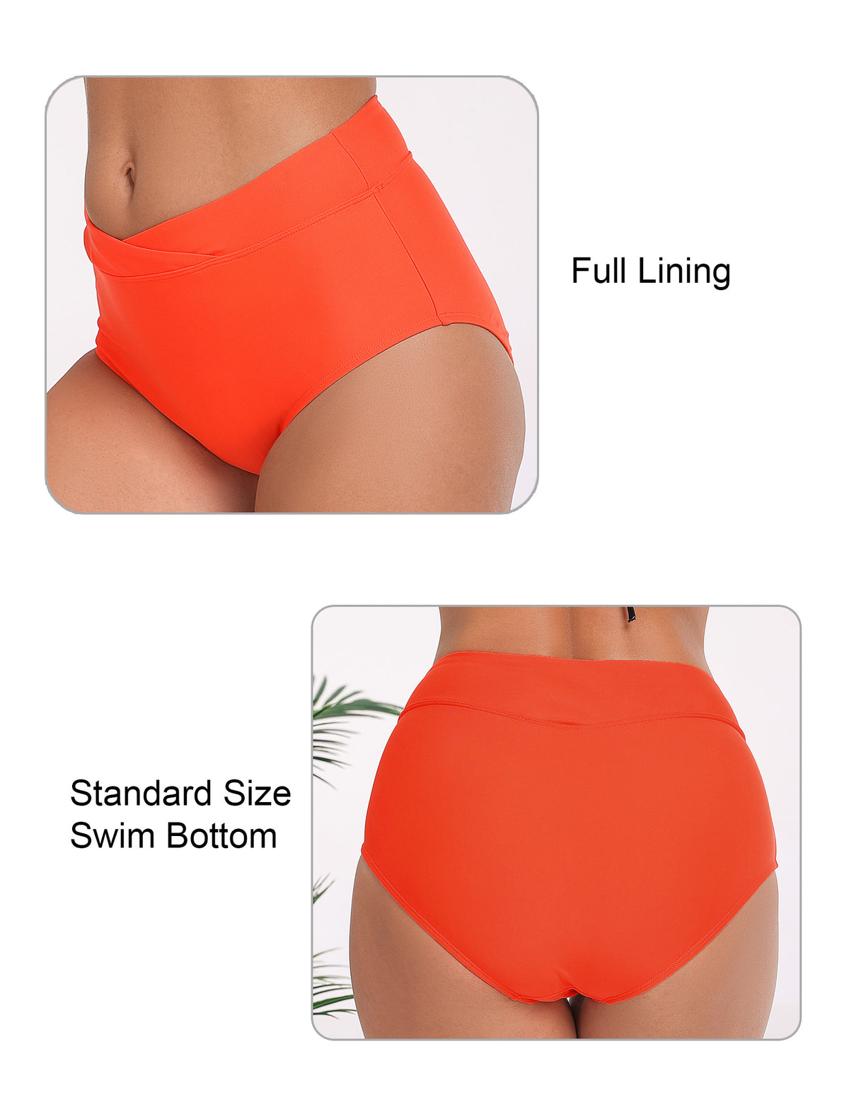 Halcurt Damen-Bikinihose mit gekreuztem Bund und hoher Taille, vollständige Bedeckung